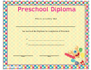 Preschool Diploma Certificate Template