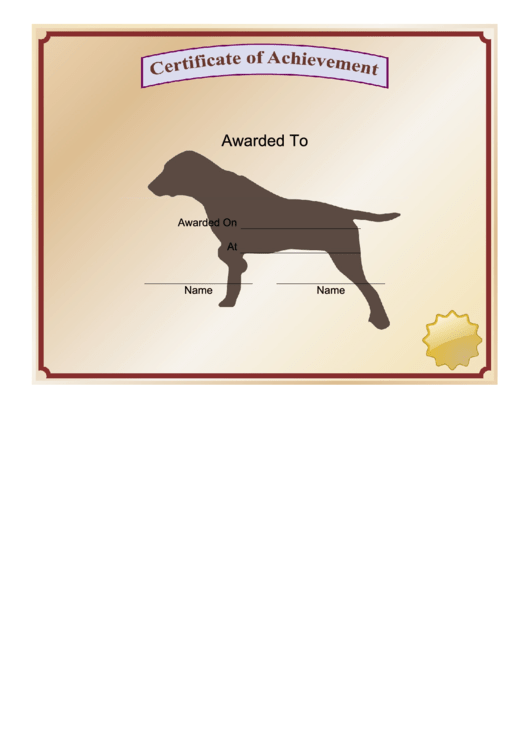 Dog Best Hunting Dog Certificate Printable pdf