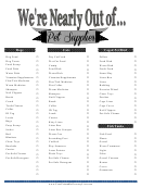 Grocery List Template: Nearly Out Of Pet Supplies