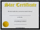 Star Adoption Certificate