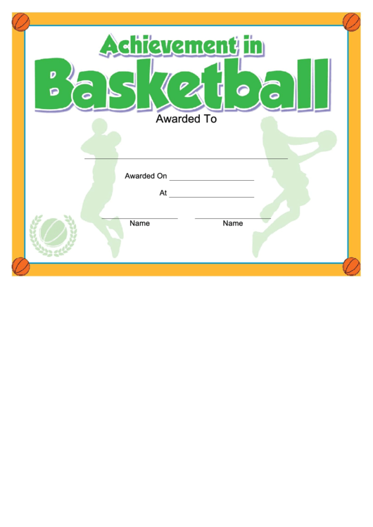 Basketball Certificate Printable pdf