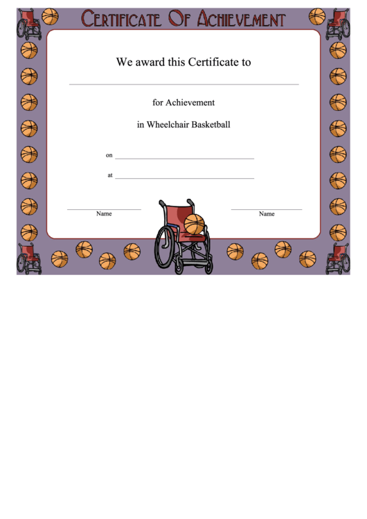 Wheelchair Basketball Achievement Printable pdf