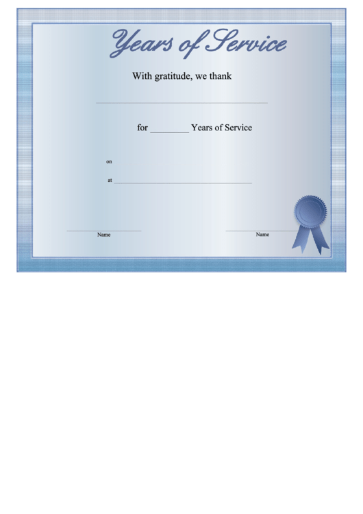 Years Of Service Certificate Template