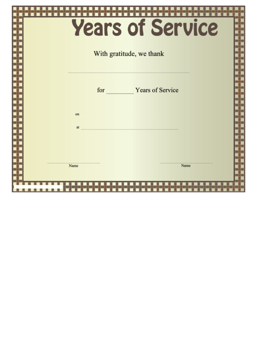 Years Of Service Certificate Template Printable pdf