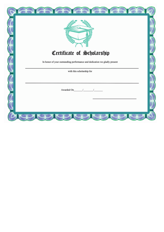 Scholarship Certificate Template Printable pdf