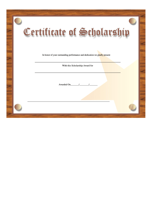 Scholarship Certificate Template Printable pdf