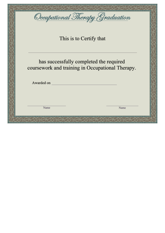 Occupational Therapy Graduation Certificate Template printable pdf download