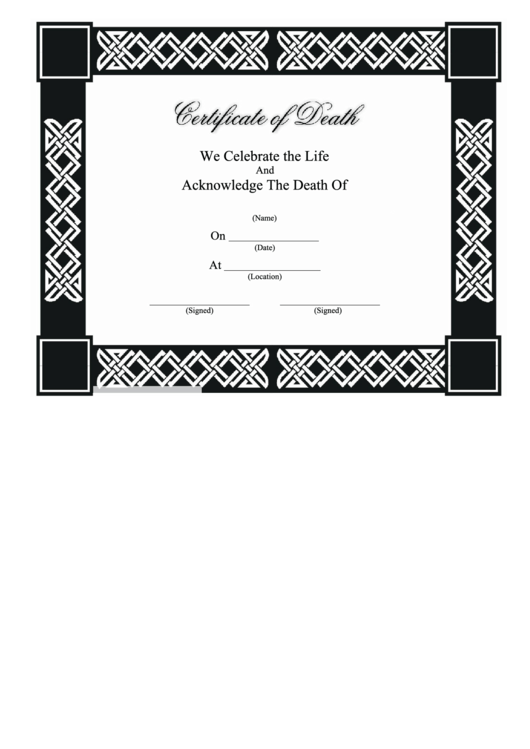 Death Certificate Template Printable pdf