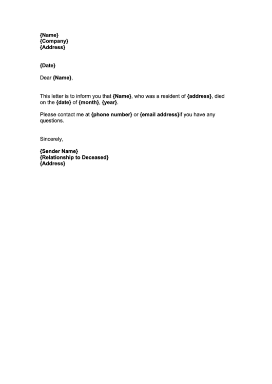 8 Notification Of Death Letter Templates Free To Download In PDF