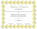 Baptism Certificate Template - Yellow Border