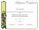 Baptism Certificate Template - Flower Bell