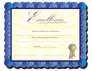 Certificate Of Excellence Template - Blue Border