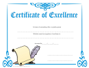 Certificate Of Excellence Template - Quill And Parchment