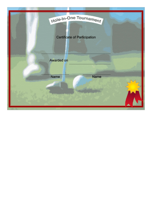 Hole In One Certificate Of Participation Template Printable pdf