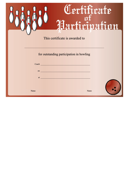 Certificate Of Participation Template Printable pdf