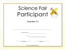 Science Fair Participant Certificate Template