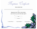 Baptism Certificate Template - Ribbon And Fir-tree