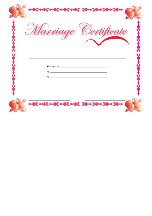 Marriage Certificate Template Printable pdf