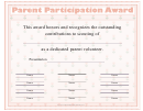 Parent Participation Certificate Template