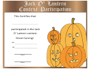 Jack-o-lantern Contest Participation Certificate Template
