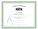 Certificate Of Achievement Template Math