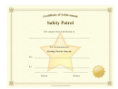 Safety Patrol Achievement Certificate