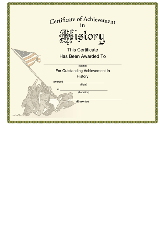 History Certificate Of Achievement Template Printable pdf
