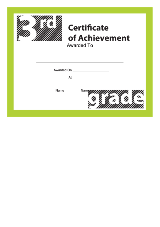 3rd Grade Achievement Certificate Printable pdf
