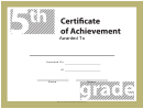 5th Grade Achievement Certificate
