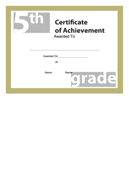 5th Grade Achievement Certificate Printable pdf