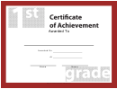 1st Grade Achievement Certificate