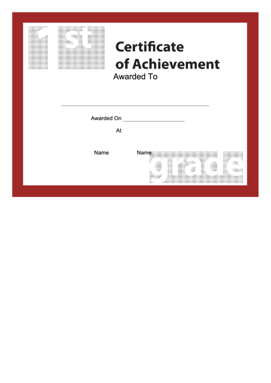 1st Grade Achievement Certificate Printable pdf