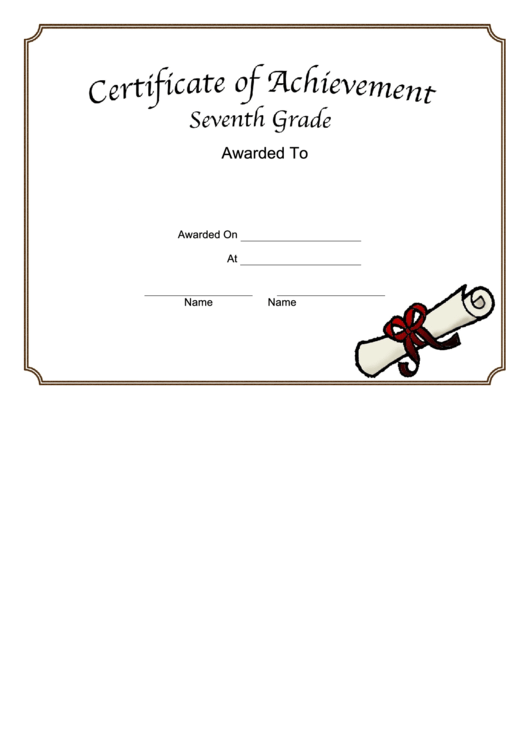 Seventh Grade Achievement Certificate Printable pdf