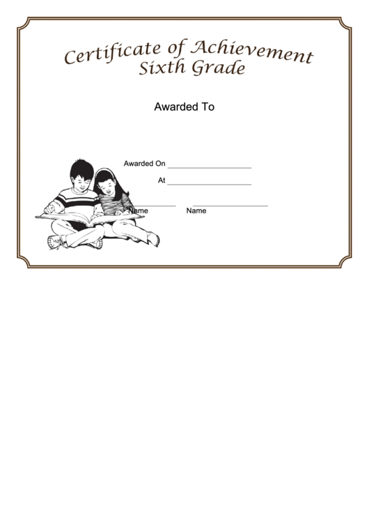Sixth Grade Achievement Certificate Printable pdf