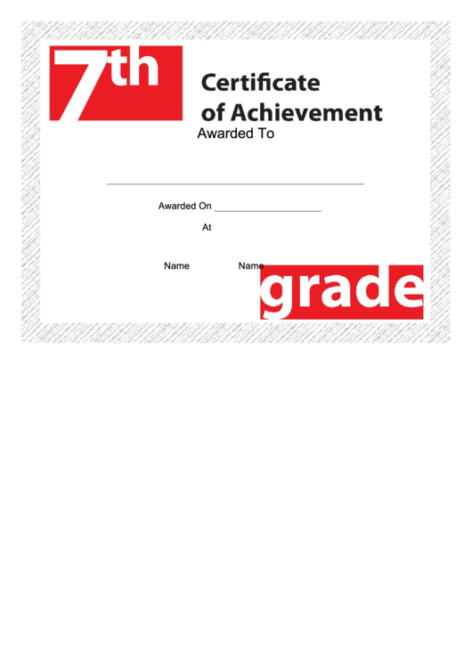 7th Grade Achievement Certificate Printable pdf