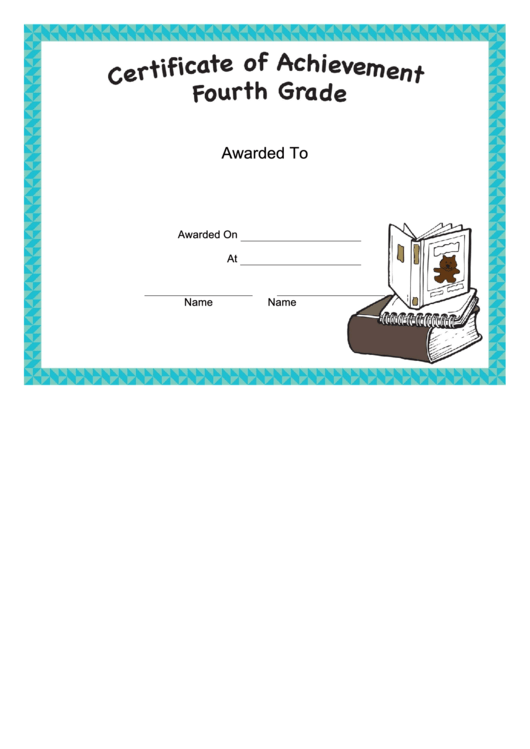 Fourth Grade Achievement Certificate Printable pdf