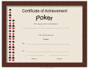 Poker Achievement Certificate Template