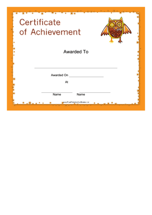 Achievement Owl Certificate Printable pdf