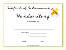 Handwriting Achievement Certificate