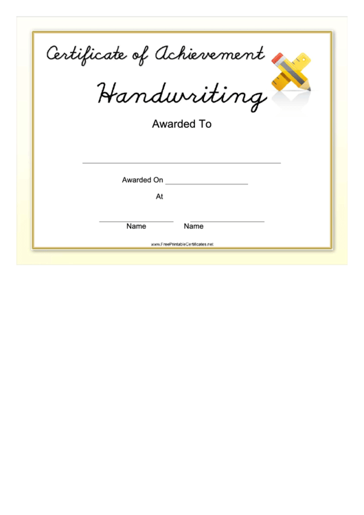 Handwriting Achievement Certificate printable pdf download