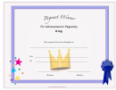 Pageant King Achievement Certificate