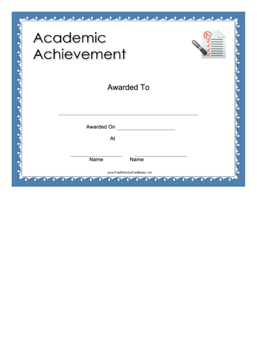 Academic Achievement Certificate Printable pdf