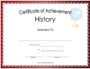 History Achievement Certificate