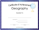 Geography Achievement Certificate