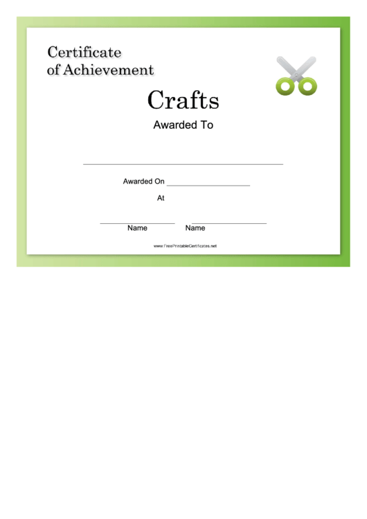 Crafts Achievement Certificate Printable pdf