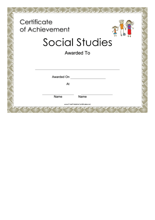 Social Studies Achievement Certificate Printable pdf