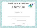 Literature Achievement Certificate