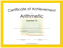 Arithmetic Achievement Certificate