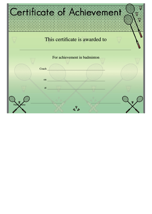 Certificate Of Achievement Template printable pdf download