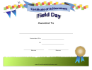 Field Day Achievement Certificate